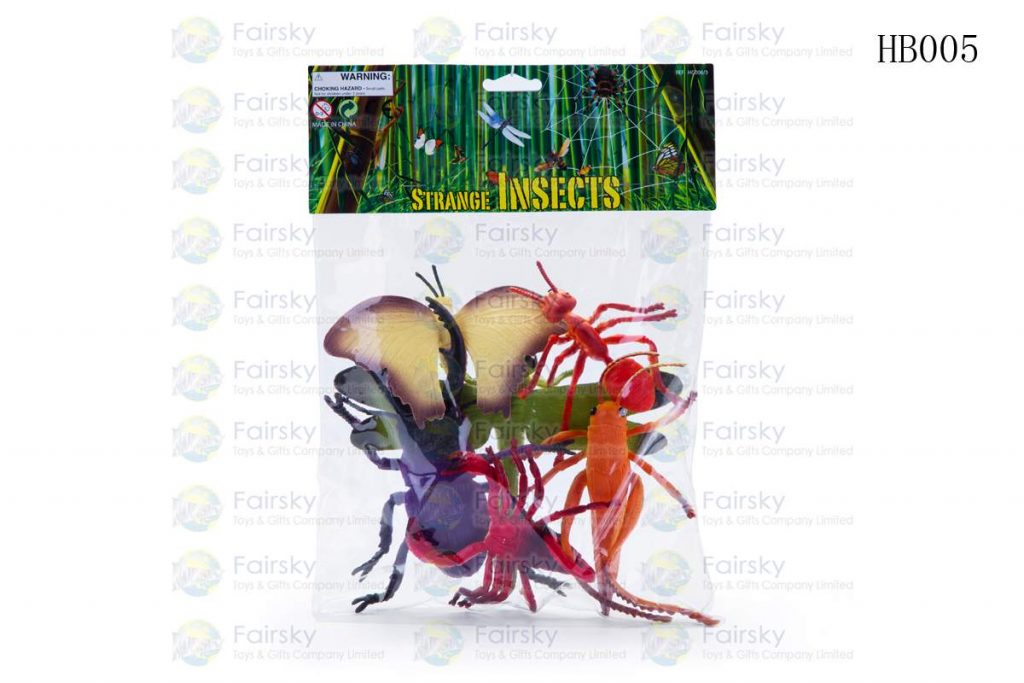 SET OF 6 PCS 3.25"-5" PVC INSECTS IN POLYBAG WITH 8"x6" HEADER CARD.