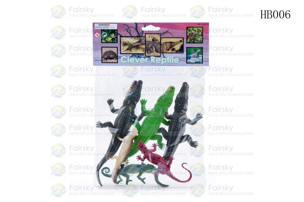 SET OF 6 PCS 6.5"-8" PVC REPTILES IN POLYBAG WITH 8"x6" HEADER CARD.