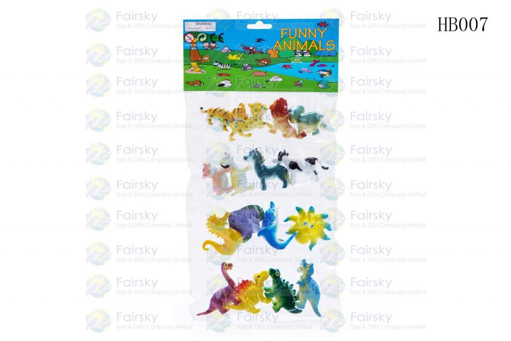 SET OF 16 PCS 2" PVC FUNNY ANIMALS IN POLYBAG WITH 6"x5" HEADER CARD.