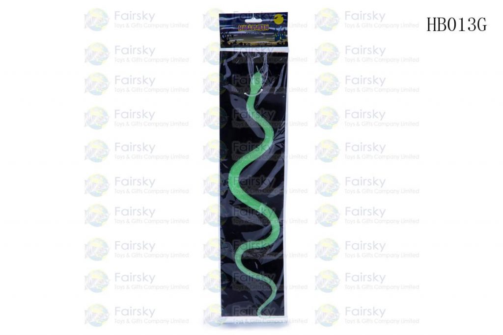GLOW IN THE DARK 24" PVC SNAKES IN POLYBAG WITH 4"x4" HEADER CARD AND INSERT CARD