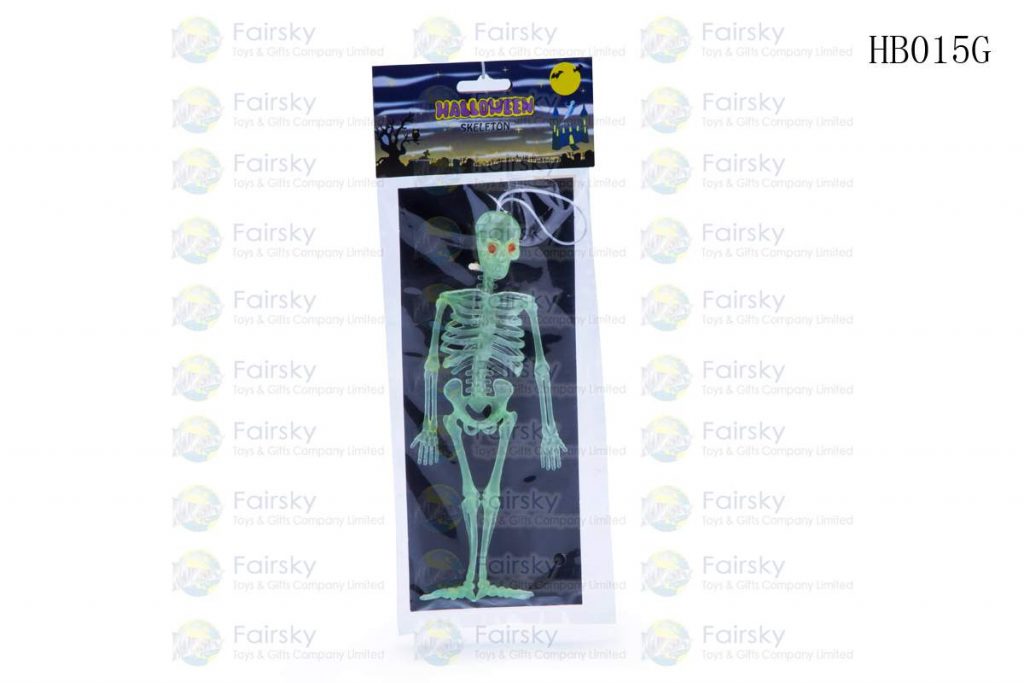 GLOW IN THE DARK 7.5" PVC HUMAN BONE IN POLYBAG WITH 4"x4" HEADER CARD AND INSERT CARD
