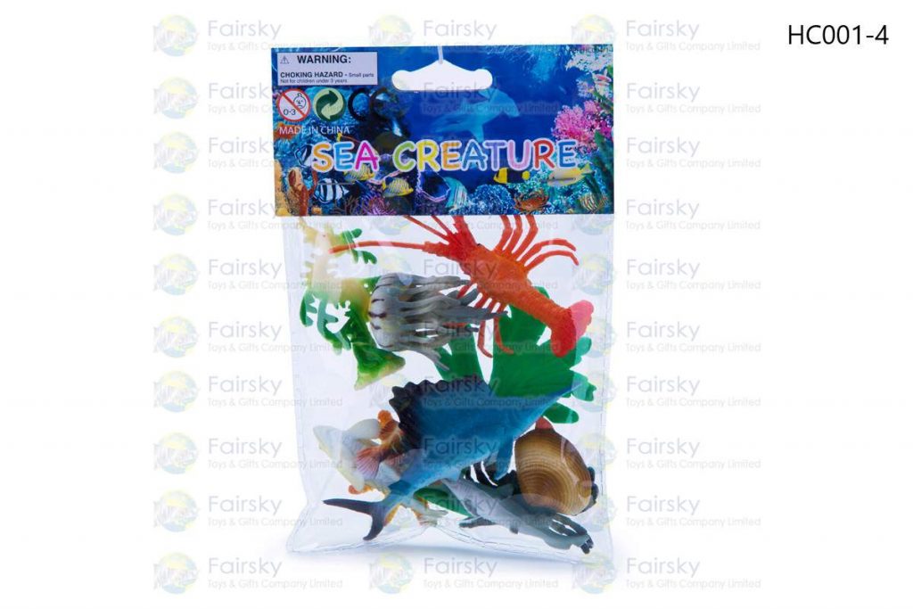 SET OF 11 PCS 1.5"-3.25" PVC OCEAN ANIMALS + TREE IN POLYBAG WITH 4"x4" HEADER CARD.