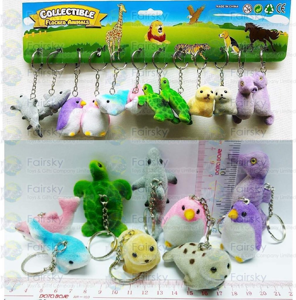 Flocked Ocean Animals Keychain