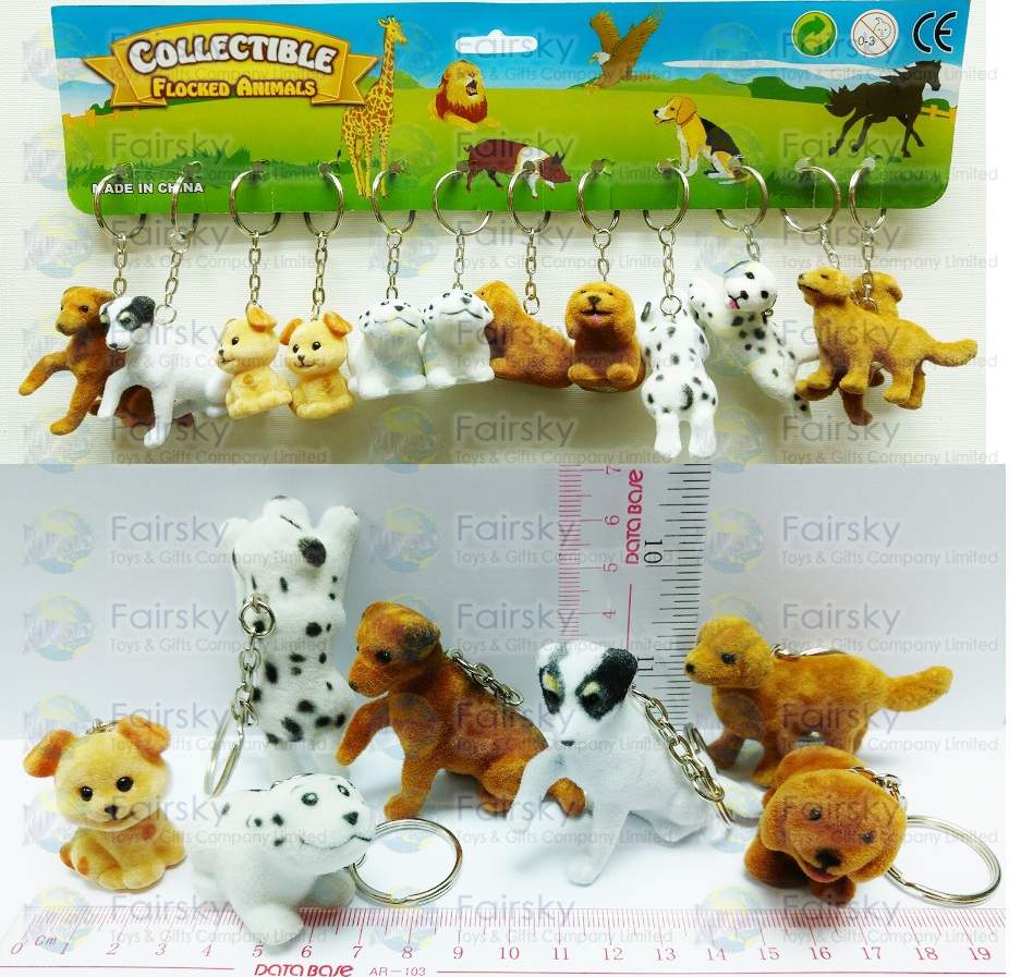 Flocked Dog Keychain