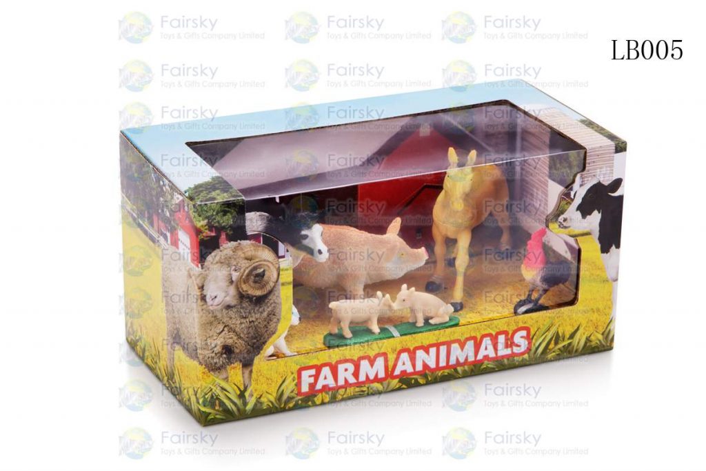 SET OF 6 PCS PVC FARM ANIMALS IN 20x9x9.8cm WINDOW BOX