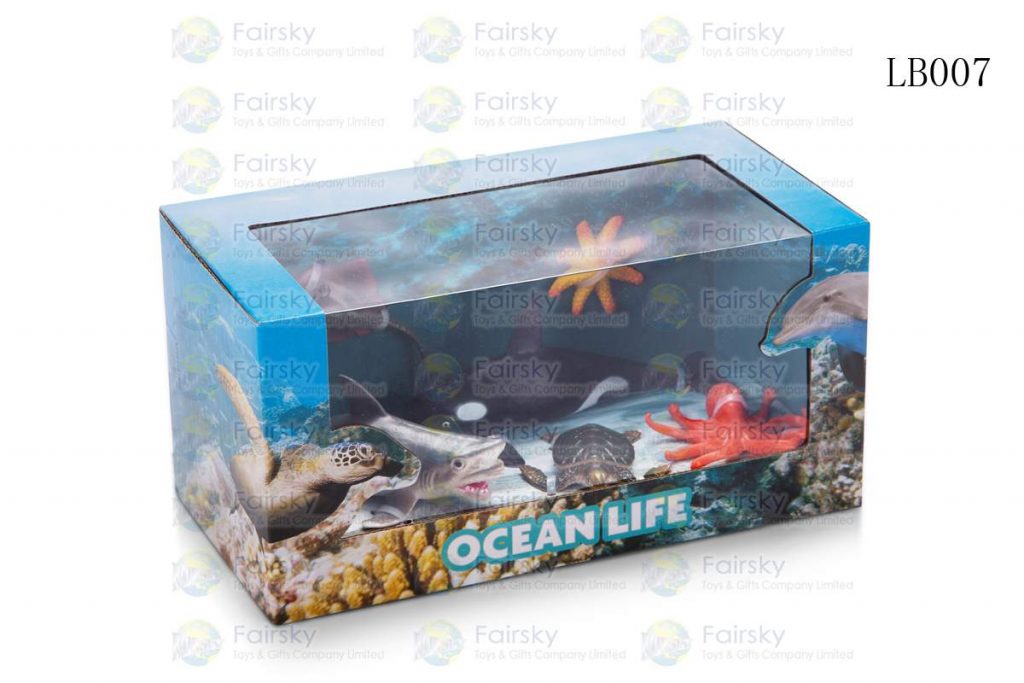 SET OF 6 PCS PVC OCEAN ANIMALS IN 20x9x9.8cm WINDOW BOX