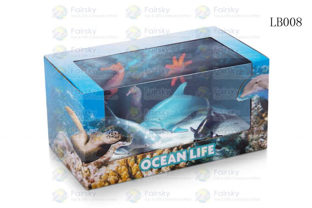 SET OF 6 PCS PVC OCEAN ANIMALS IN 20x9x9.8cm WINDOW BOX