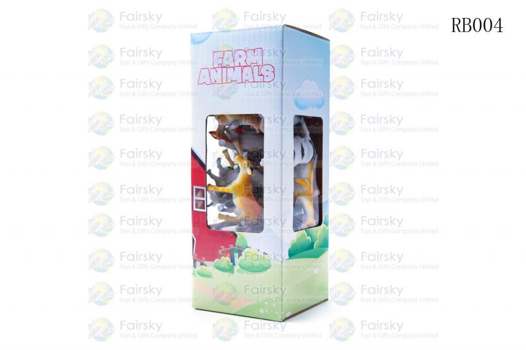 SET OF 18 PCS PVC FARM ANIMALS IN 7x7x18.5cm WINDOW BOX