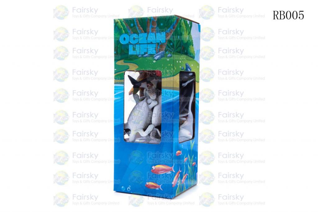 SET OF 18 PCS PVC OCEAN ANIMALS IN 7x7x18.5cm WINDOW BOX