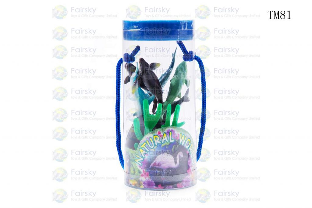 SET OF 8 PCS PVC OCEAN ANIMALS WITH ACCESSORIES IN TUB