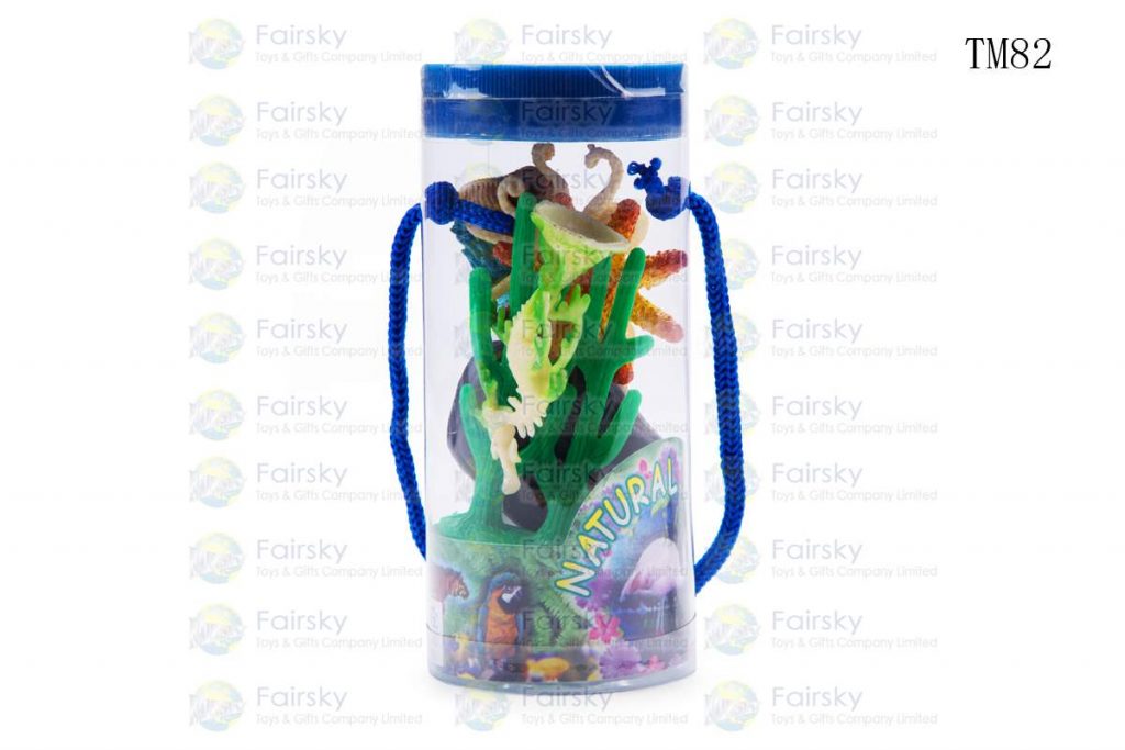 SET OF 8 PCS PVC OCEAN ANIMALS WITH ACCESSORIES IN TUB