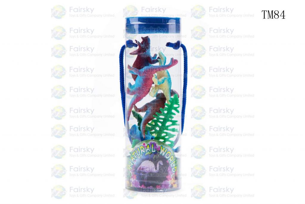 SET OF 8 PCS PVC DINOSAURS WITH ACCESSORIES IN TUB