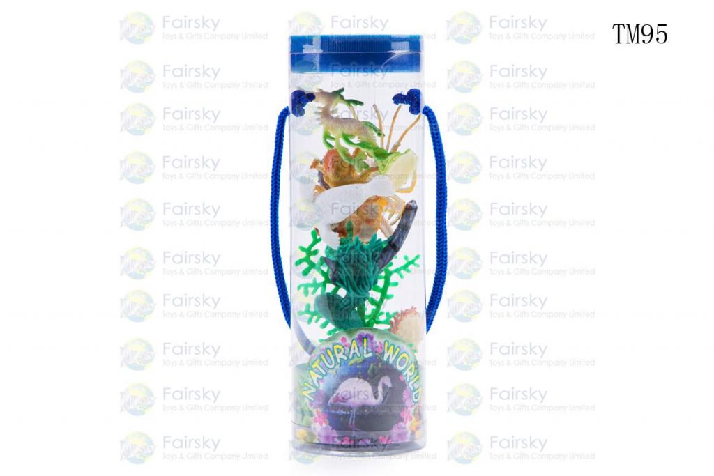 SET OF 10 PCS PVC OCEAN ANIMALS WITH ACCESSORIES IN TUB