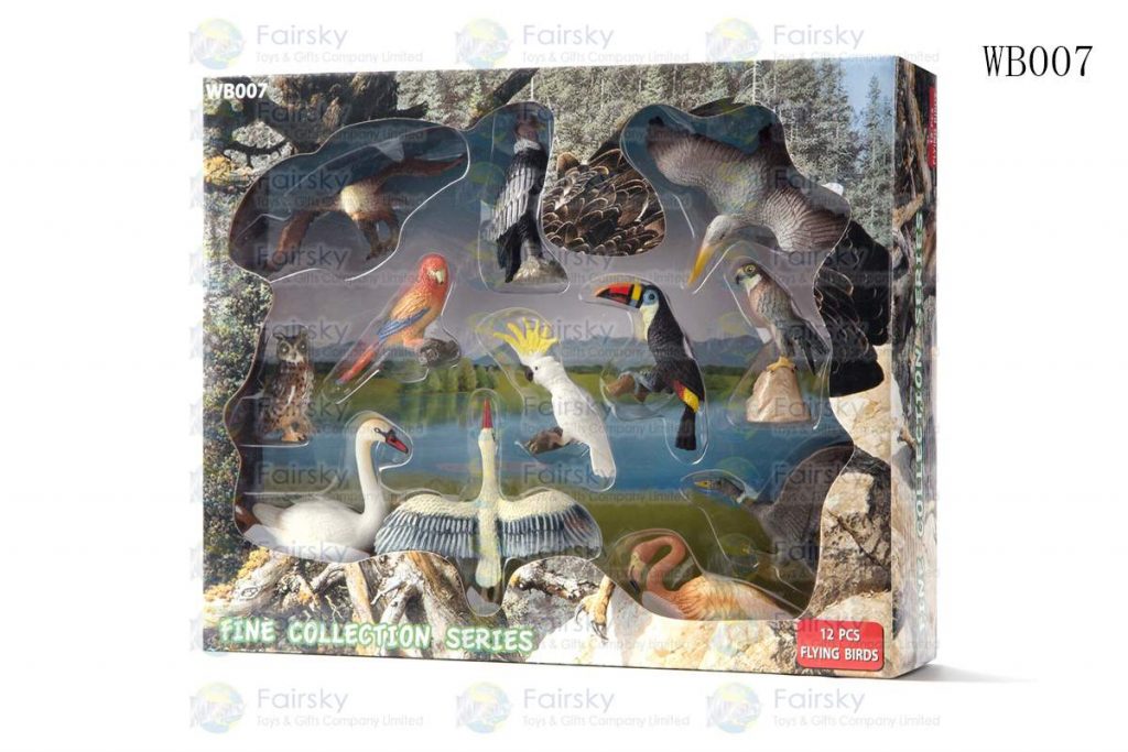 SET OF 12 PCS PVC BIRDS IN 28x23x7.5cm WINDOW BOX