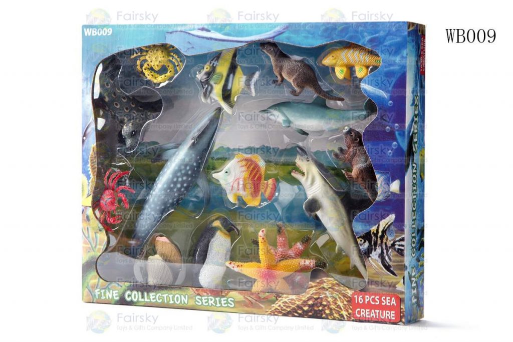 SET OF 16 PCS PVC OCEAN ANIMALS IN 28x23x5cm WINDOW BOX