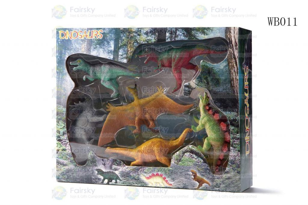 SET OF 6 PCS PVC DINOSAURS IN 28x23x5cm WINDOW BOX