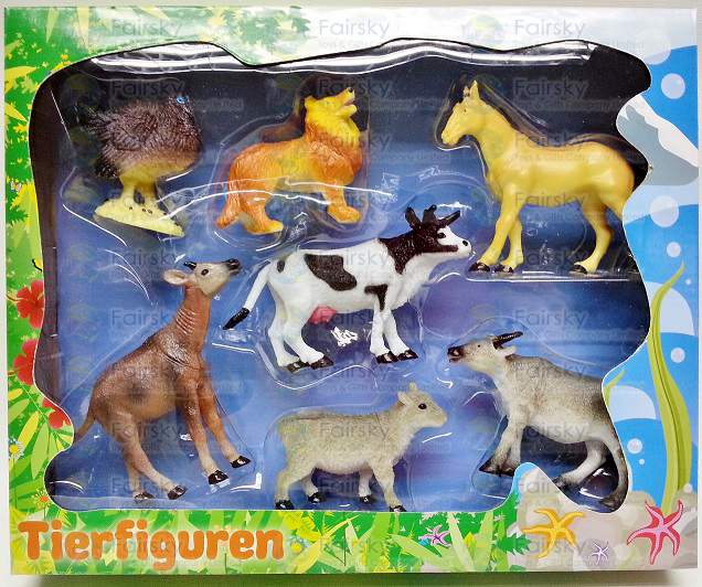 SET OF 7 PCS PVC FARM ANIMALS IN 28x23x5cm WINDOW BOX