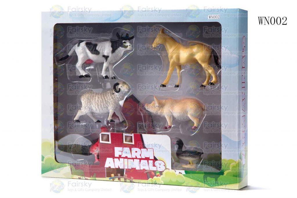 SET OF 6 PCS PVC FARM ANIMALS IN 28x23x5cm WINDOW BOX