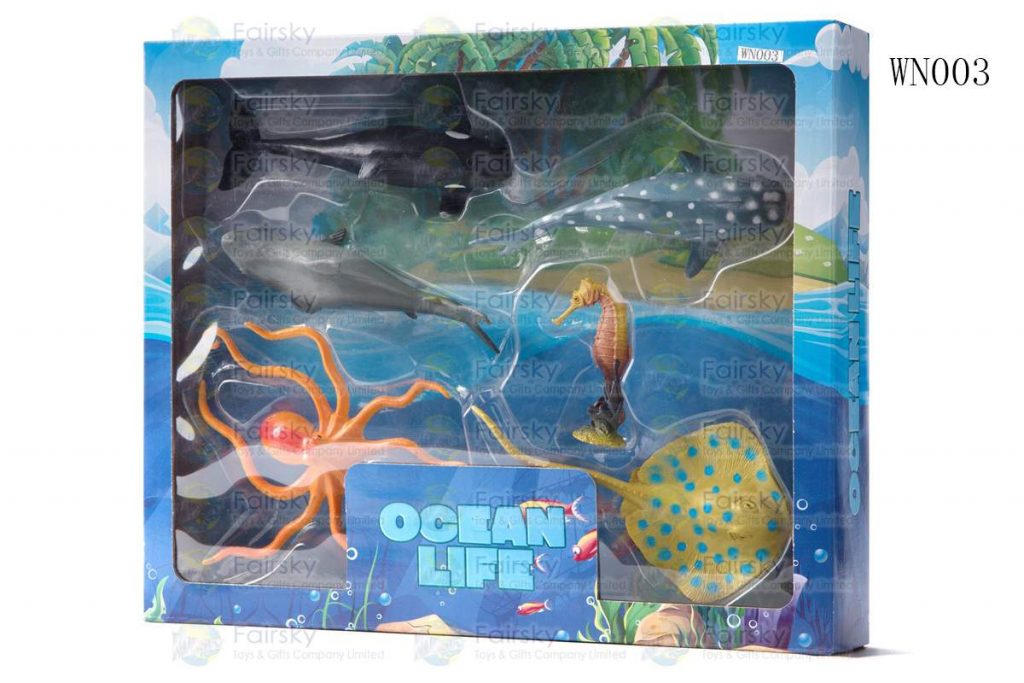 SET OF 6 PCS PVC OCEAN ANIMALS IN 28x23x5cm WINDOW BOX