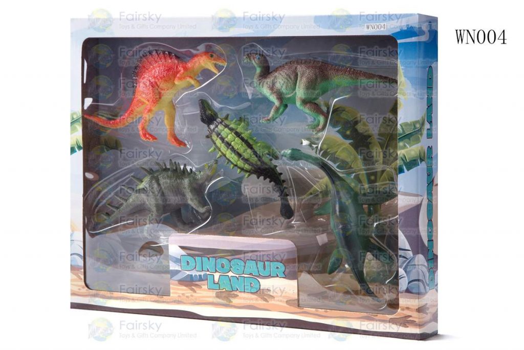 SET OF 5 PCS PVC DINOSAURS IN 28x23x5cm WINDOW BOX