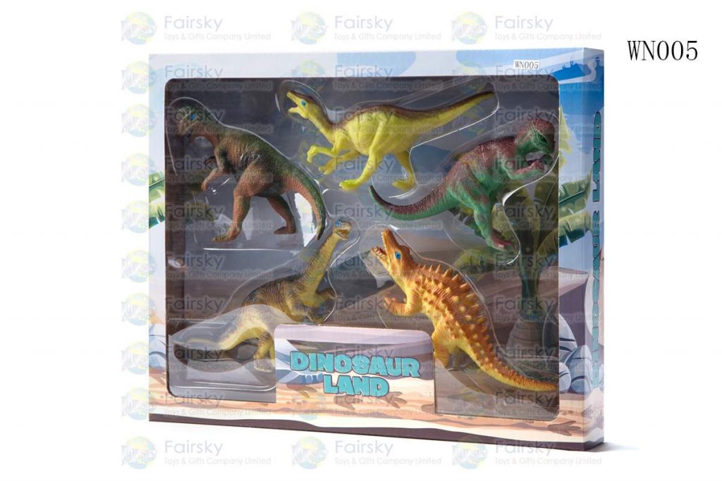 SET OF 5 PCS PVC DINOSAURS IN 28x23x5cm WINDOW BOX