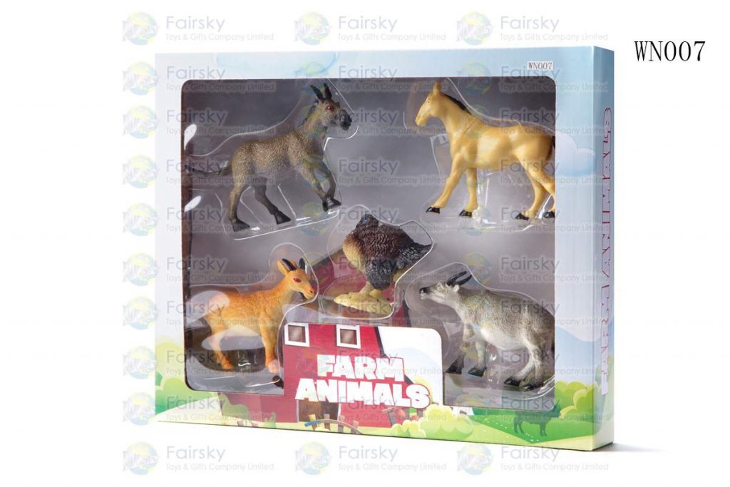 SET OF 5 PCS PVC FARM ANIMALS IN 28x23x5cm WINDOW BOX