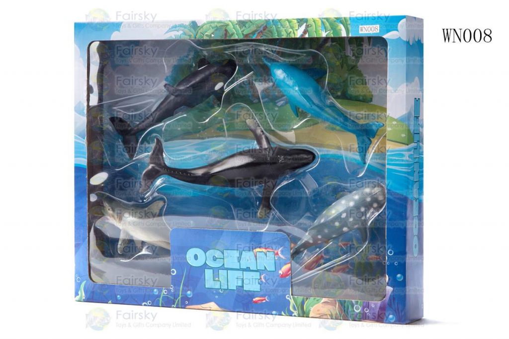 SET OF 5 PCS PVC OCEAN ANIMALS IN 28x23x5cm WINDOW BOX