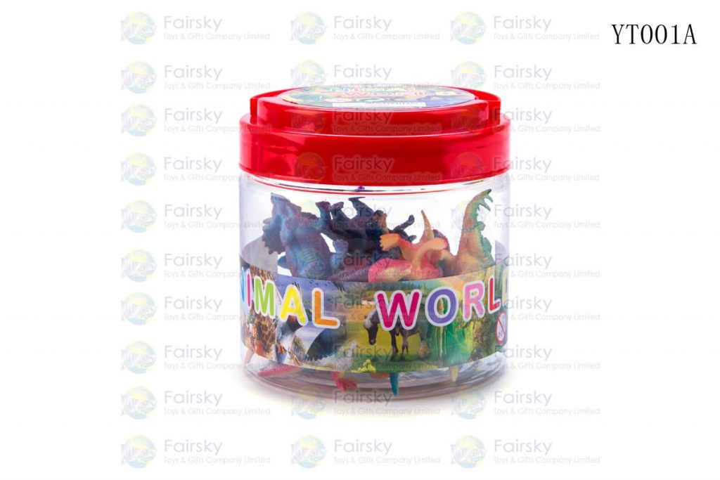 SET OF 12 PCS PVC DINOSAURS IN 9x9cm PLASTIC TUB