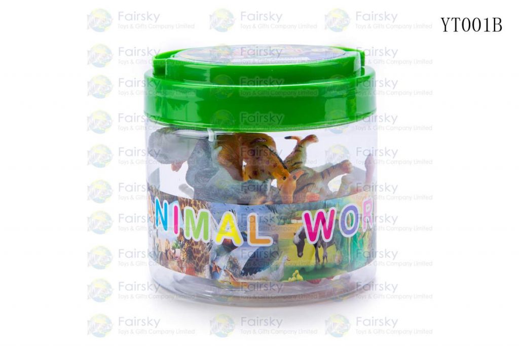 SET OF 12 PCS PVC WILD ANIMALS IN 9x9cm PLASTIC TUB