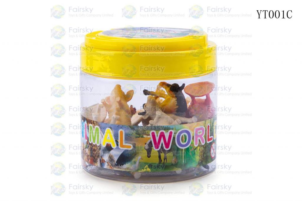 SET OF 12 PCS PVC FARM ANIMALS IN 9x9cm PLASTIC TUB