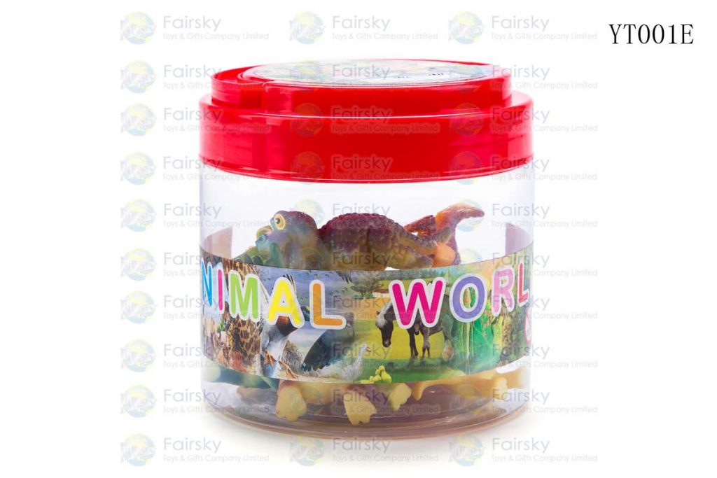 SET OF 12 PCS PVC FUNNY DINOSAURS IN 9x9cm PLASTIC TUB