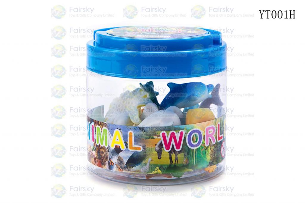 SET OF 12 PCS PVC FUNNY OCEAN ANIMALS IN 9x9cm PLASTIC TUB