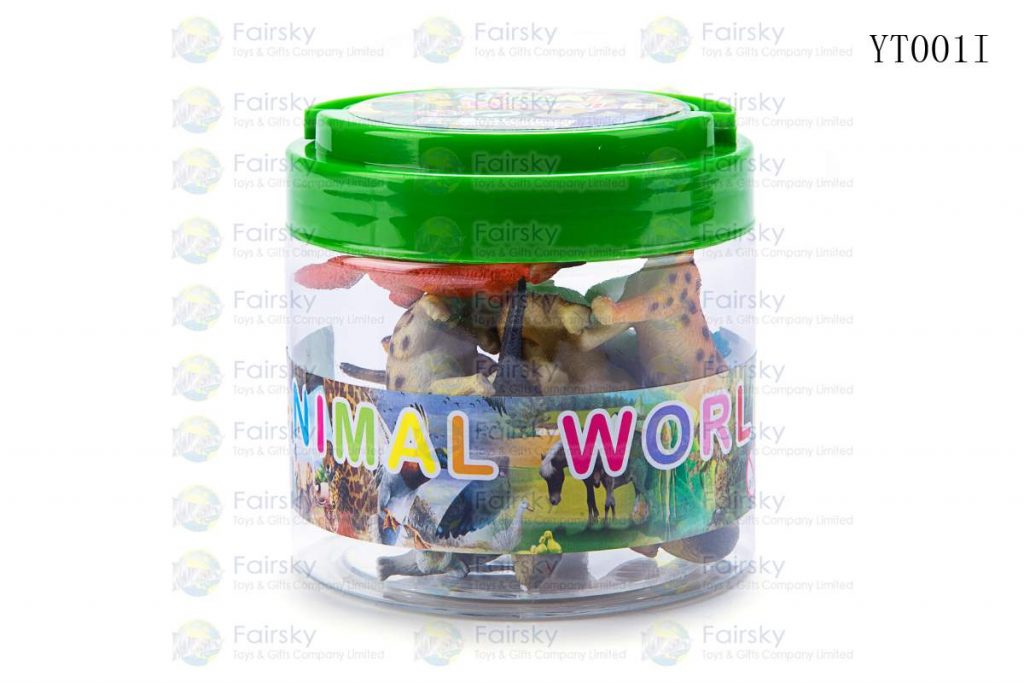 SET OF 12 PCS PVC FOREST ANIMALS IN 9x9cm PLASTIC TUB