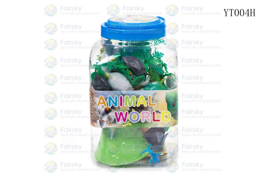 SET OF 50 PCS PVC FUNNY OCEAN ANIMALS WITH ACCESSORIES IN 16x26cm PLASTIC TUB